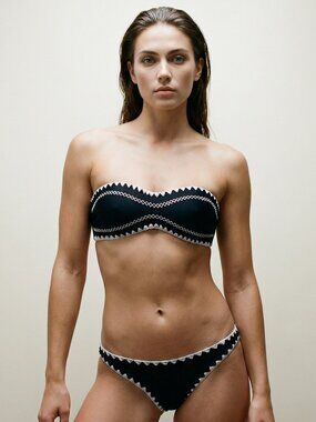 Black and White Strapless Bikini